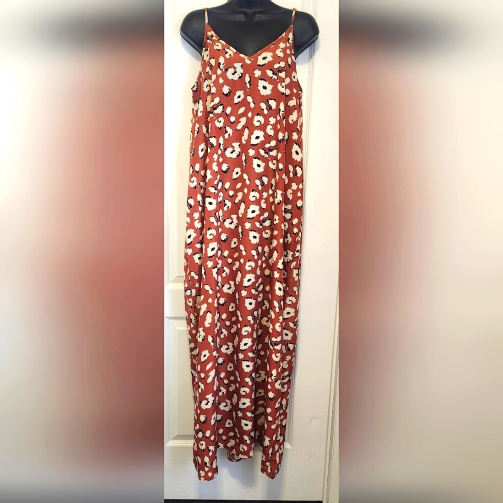 JODIFL Burnt Orange Sleeveless Spaghetti Strap Sundress Size Medium NWT